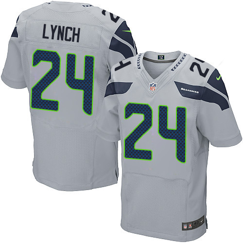 Men's Elite Marshawn Lynch Nike Jersey Grey Alternate - #24 NFL Seattle Seahawks